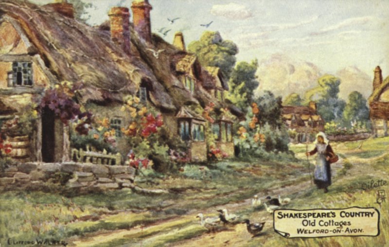 Stare domki, Welford-on-Avon, Warwickshire autorstwa English School