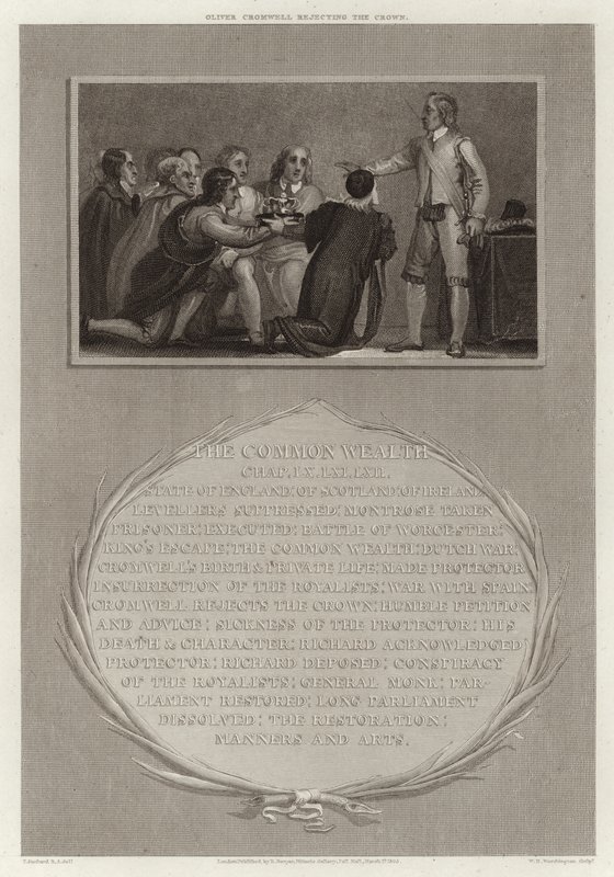 Oliver Cromwell odrzuca koronę autorstwa English School