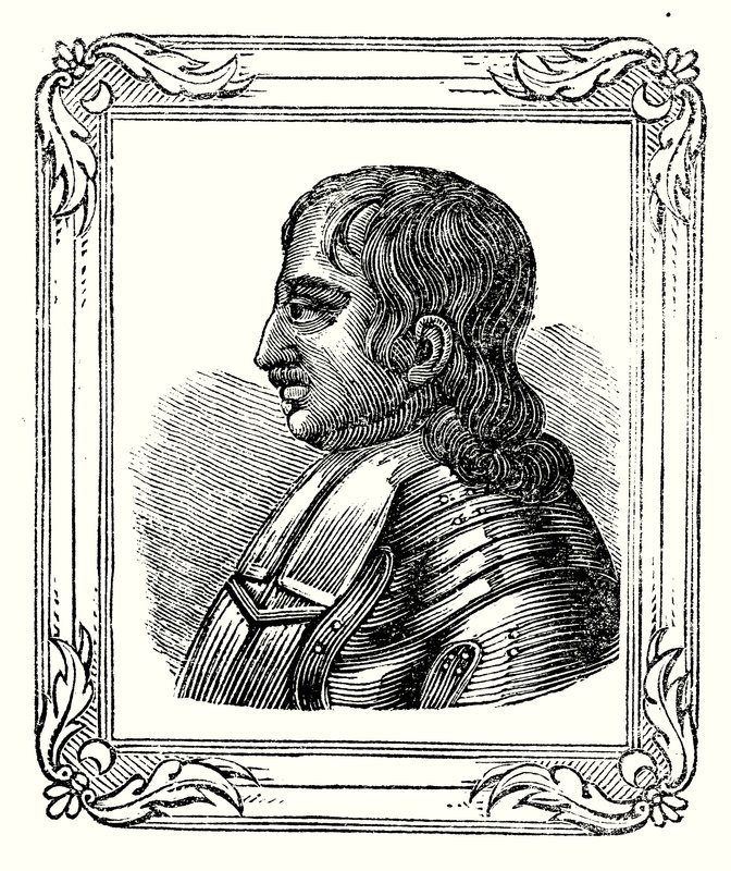 Oliver Cromwell urodził się w 1599 r., został protektorem w 1653 r., zmarł w 1658 r. (grafika) autorstwa English School