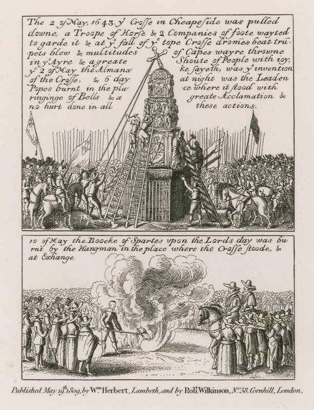 2 maja 1643 r. zburzono krzyż w Cheapside w Londynie autorstwa English School