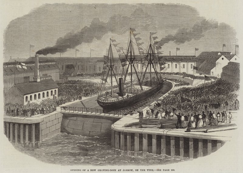 Otwarcie nowego Graving-Dock w Jarrow nad Tyne (grawerowanie) autorstwa English School