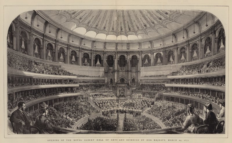 Otwarcie Royal Albert Hall of Arts and Sciences przez Jej Wysokość, 29 marca 1871 (grawerowanie) autorstwa English School