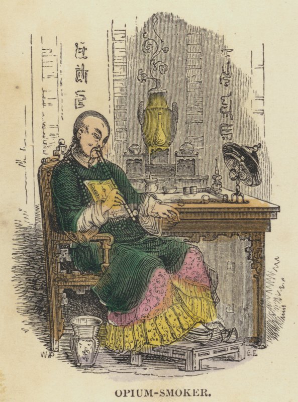 Palacz opium (kolorowy grawer) autorstwa English School