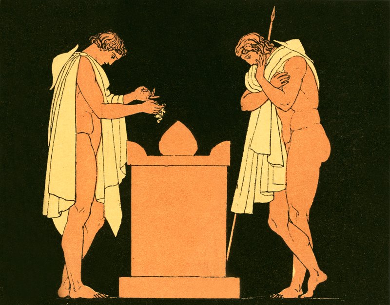 Orestes przy grobie swojego ojca autorstwa English School