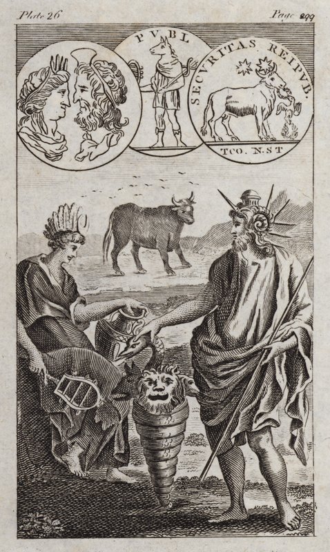 Ozyrys, Apis, Serapis (Grawerowanie) autorstwa English School