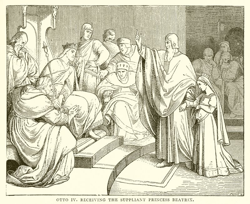 Otto IV otrzymuje Supliant Prencess Beatrix autorstwa English School