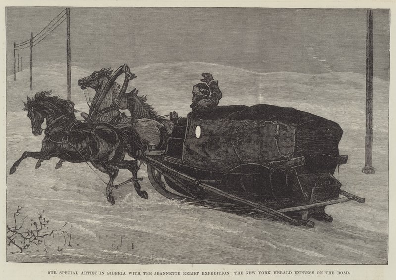 Nasz artysta specjalny na Syberii z wyprawą Jeannette Relief, New York Herald Express on the Road (grawerunek) autorstwa English School