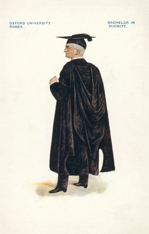 Oxford University Robes: Bachelor in Divinity (kolorowa litografia) autorstwa English School