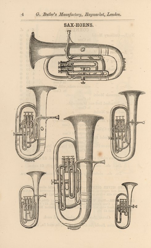 Strona z Ilustrowanego Katalogu Instrumentów Muzycznych G Butlera (rycina) autorstwa English School
