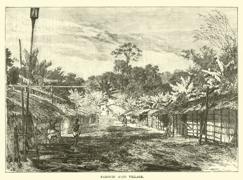 Wioska Pahouin (Wachlarz) autorstwa English School