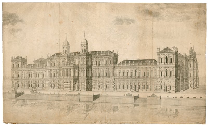 Pałac Whitehall. Opublikowano 1748 autorstwa English School
