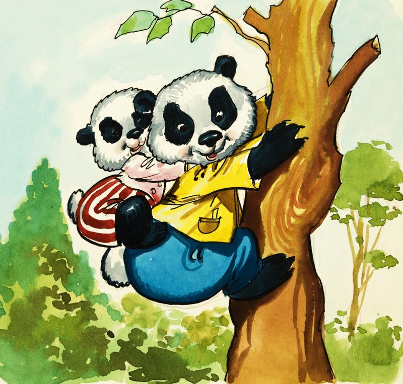 Pandy wspinają się na drzewo autorstwa English School
