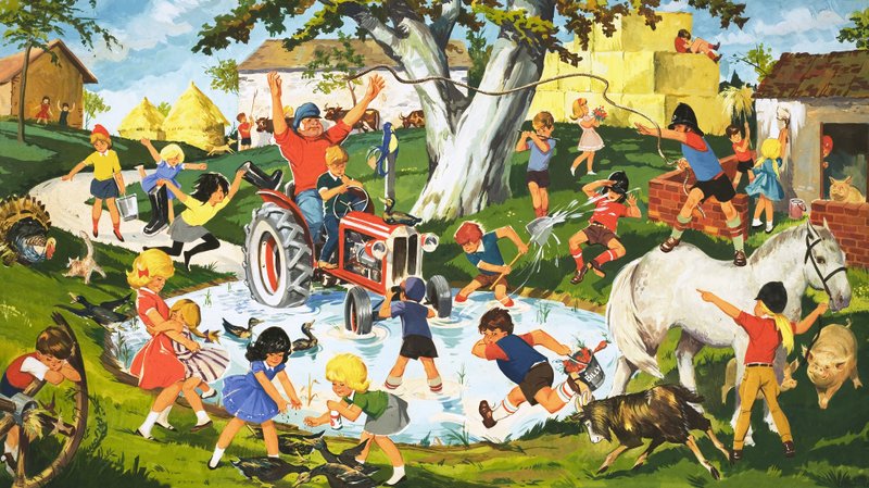 Pandemonium na podwórku gospodarstwa autorstwa English School