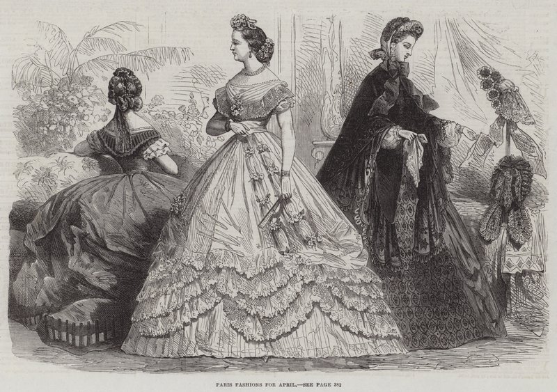 Paris Fashions na kwiecień (grawerowanie) autorstwa English School