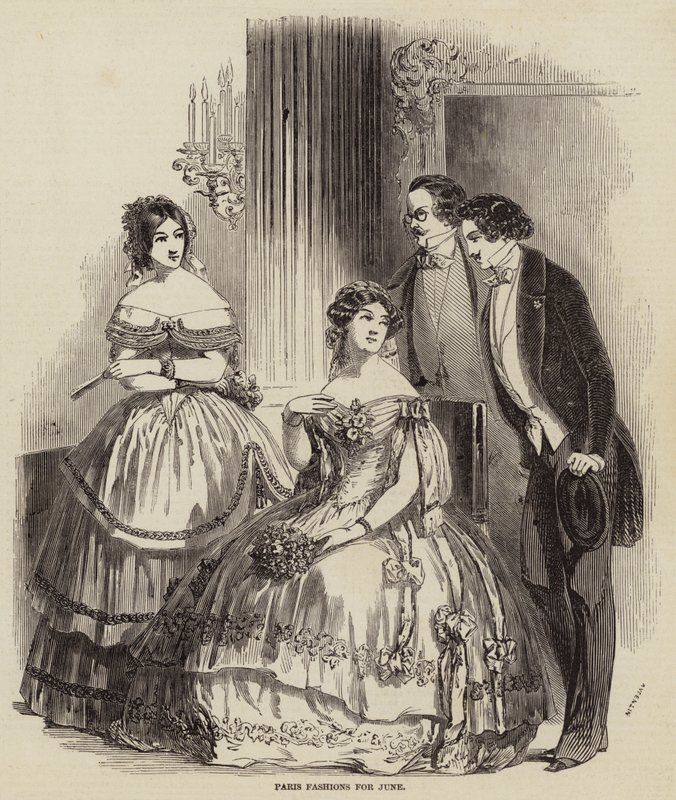 Paris Fashions na czerwiec (grawerowanie) autorstwa English School