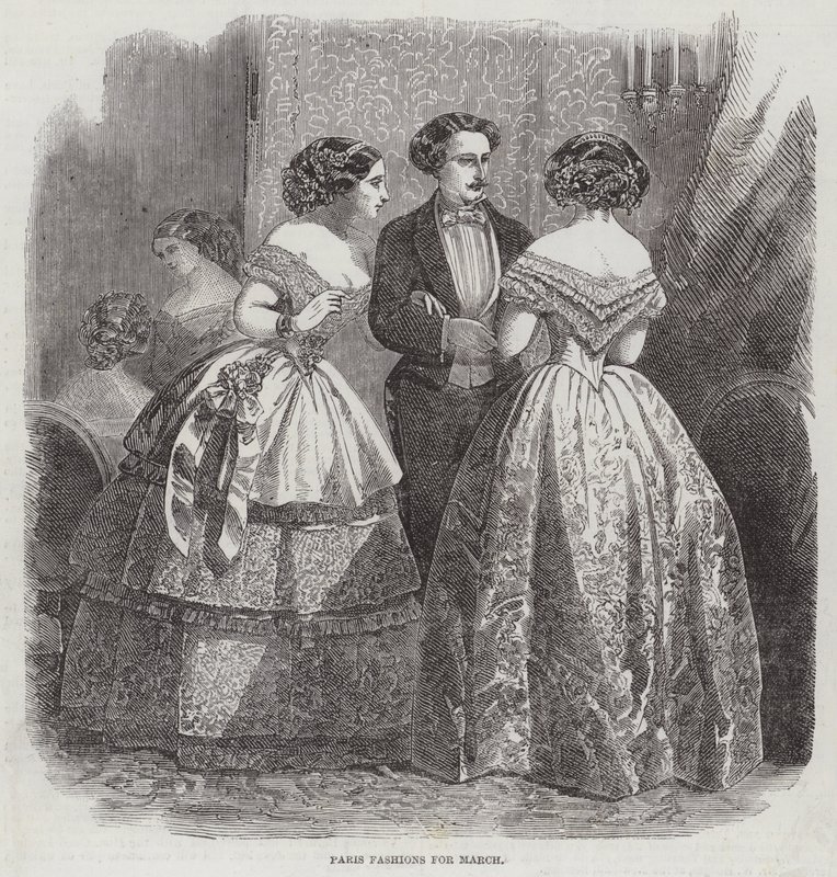 Paris Fashions na marzec (grawerowanie) autorstwa English School
