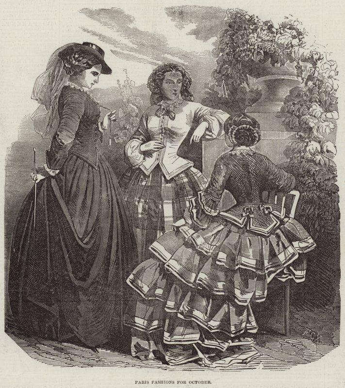 Paris Fashions na październik (grawerowanie) autorstwa English School