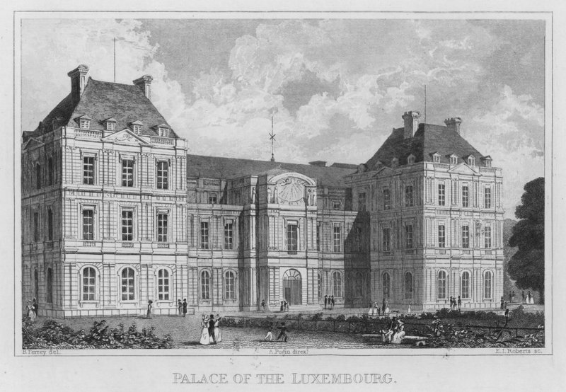 Paryż, Pałac Luksemburski (rycina) autorstwa English School