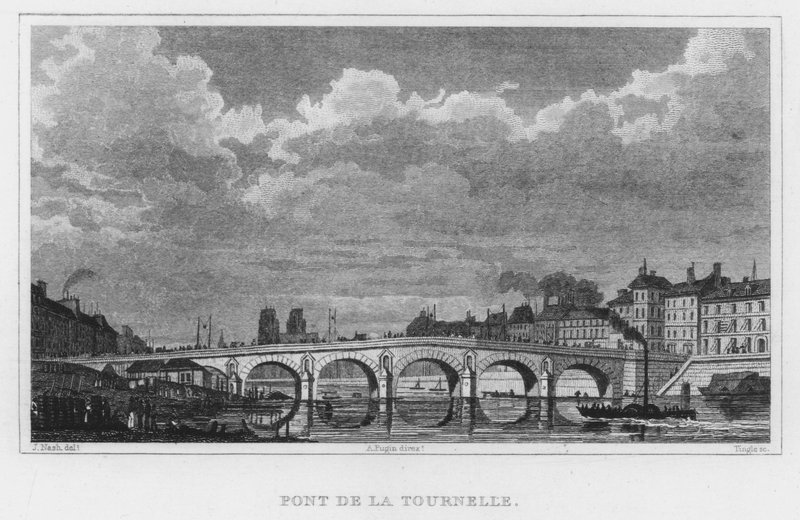 Paryż, Pont De La Tournelle (grafika) autorstwa English School