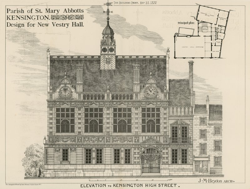 Parafia St Mary Abbots, Kensington, projekt dla New Vestry Hall autorstwa English School