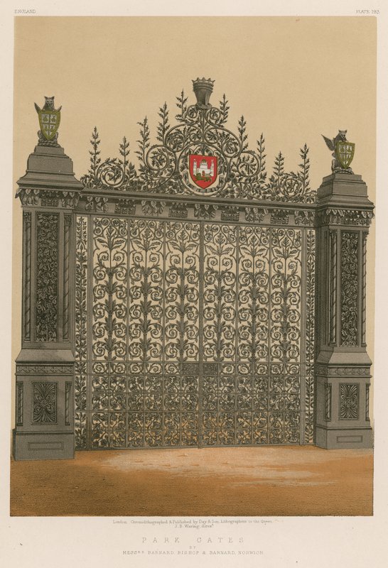 Park Gates autorstwa panów Barnarda Bishopa i Barnarda, Norwich autorstwa English School