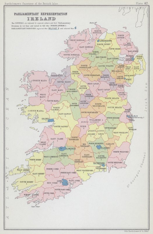 Reprezentacja parlamentarna, Irlandia (kolorowa litografia) autorstwa English School