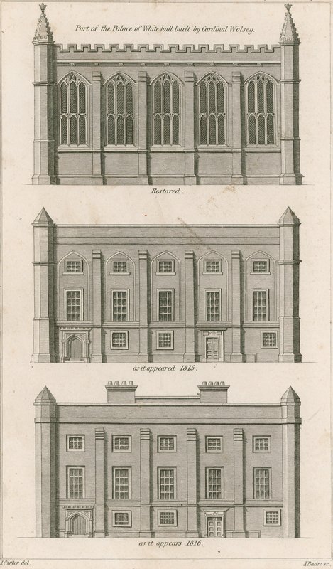 Część Pałacu Whitehall zbudowanego przez kardynała Wolsey autorstwa English School