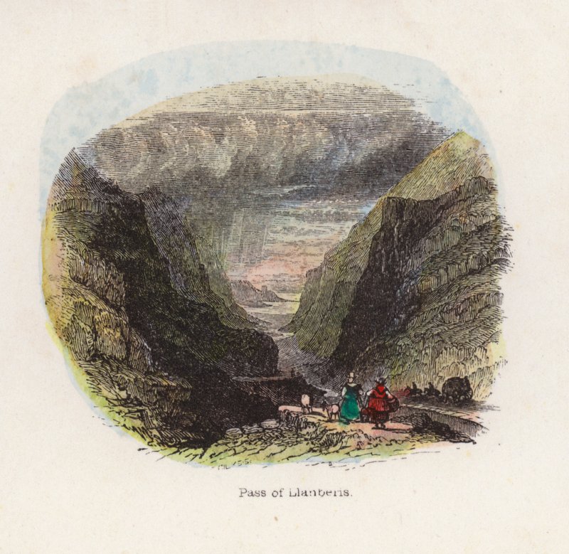 Pass of Llanberis (kolorowy grawerunek) autorstwa English School