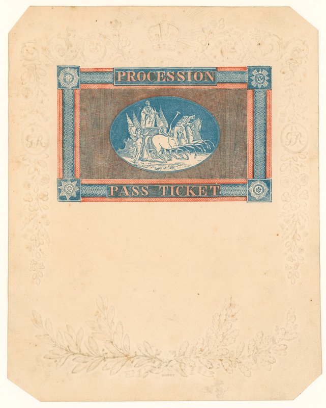 Bilet wstępu na procesję na koronację króla Jerzego IV, 17 lipca 1821 r. autorstwa English School