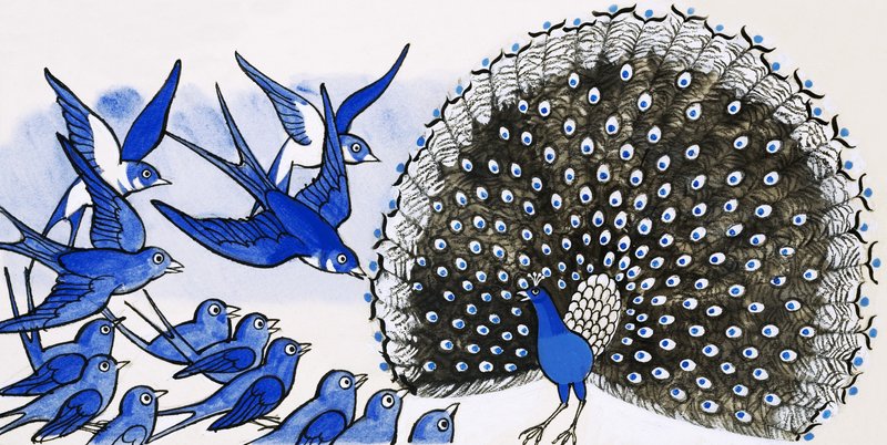 Peacock болон бусад шувууны цэцэг autorstwa English School