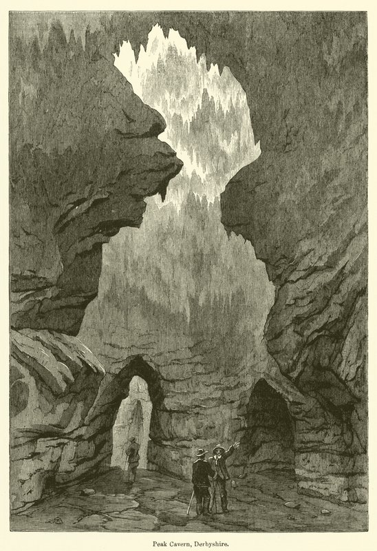 Peak Cavern, Derbyshire (grawerowanie) autorstwa English School