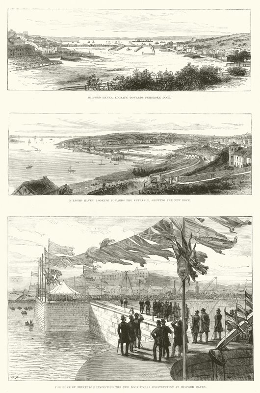 Pembroke Dock, Milford Haven (grawerowanie) autorstwa English School