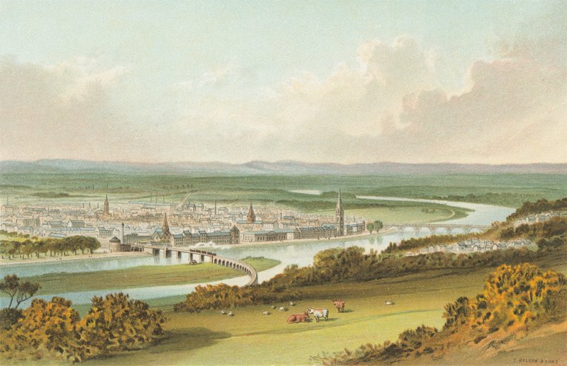Perth z Kinnoull Hill autorstwa English School
