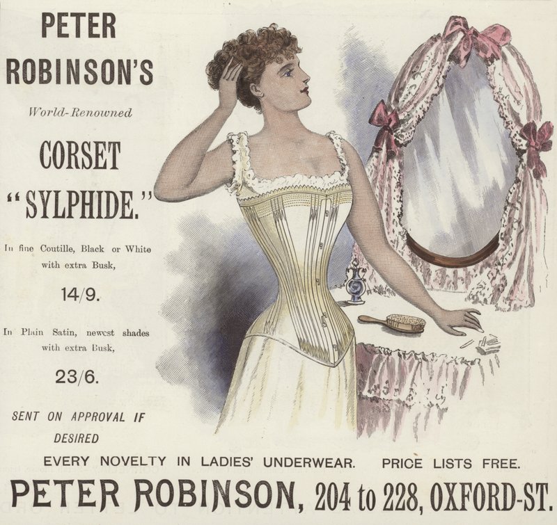 Peter Robinsons światowej sławy gorset Sylphide autorstwa English School