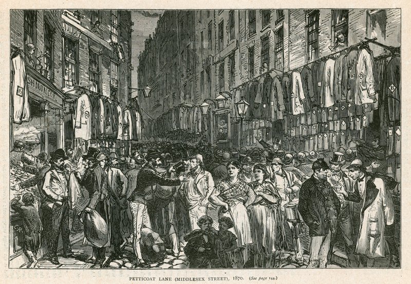 Petticoat Lane (Middlesex Street), Londyn, 1870 autorstwa English School