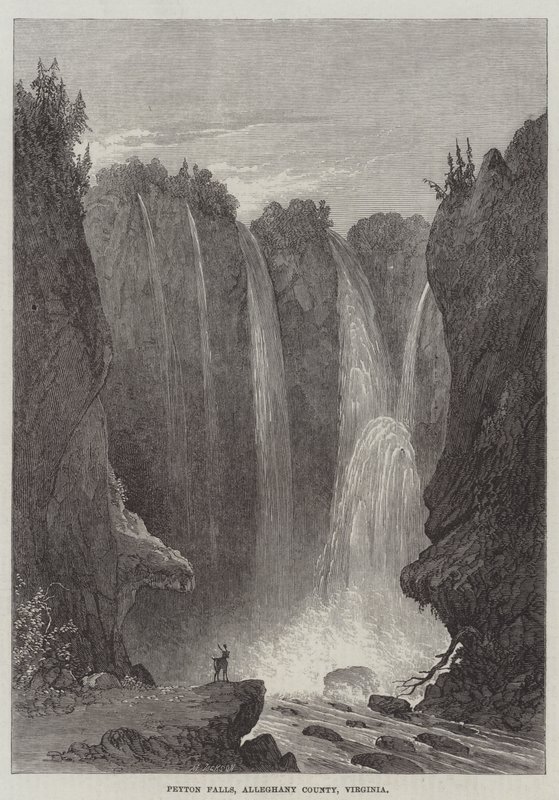 Peyton Falls, Alleghany County, Virginia (grawerowanie) autorstwa English School