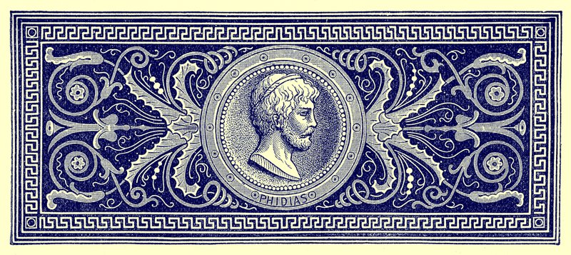 Fidiasz, ilustracja z Historii Rzymu autorstwa Victora Duruy, opublikowana w 1884 r. (obraz ulepszony cyfrowo) autorstwa English School