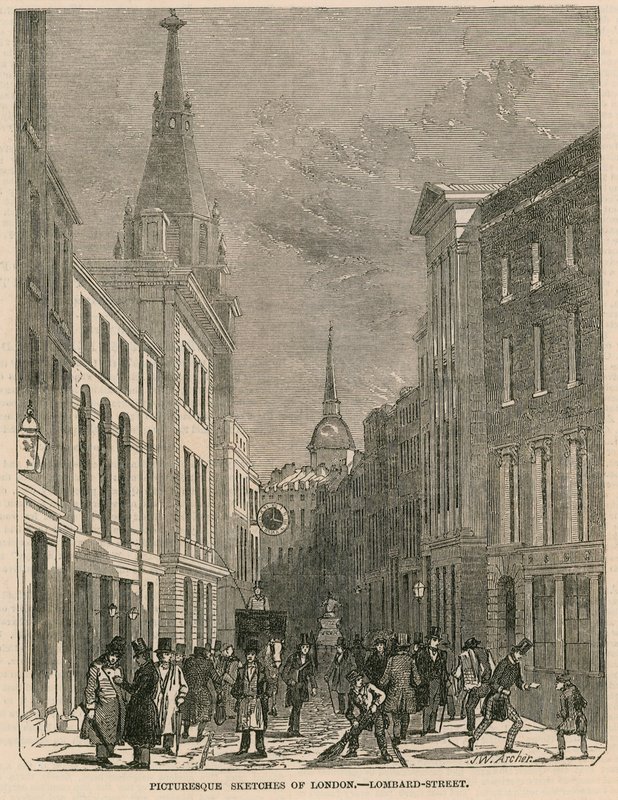 Malownicze szkice Londynu - Lombard Street autorstwa English School