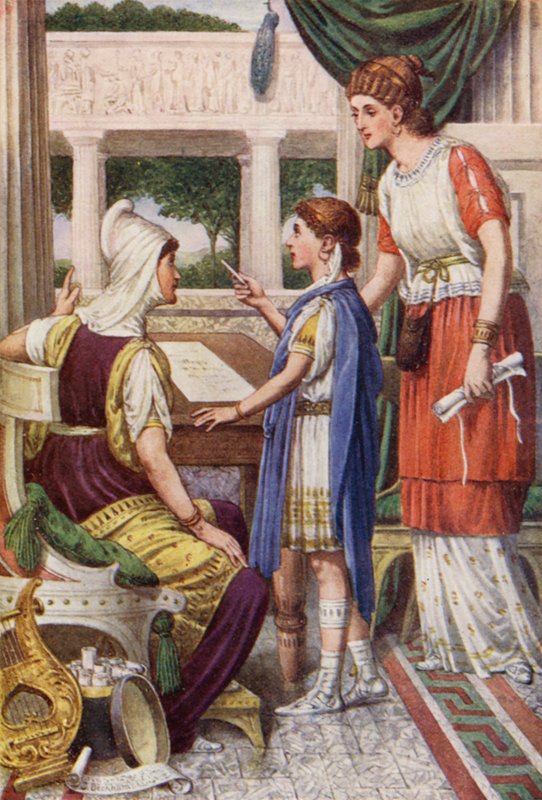 Pindar i jego nauczyciele (kolorowa litografia) autorstwa English School