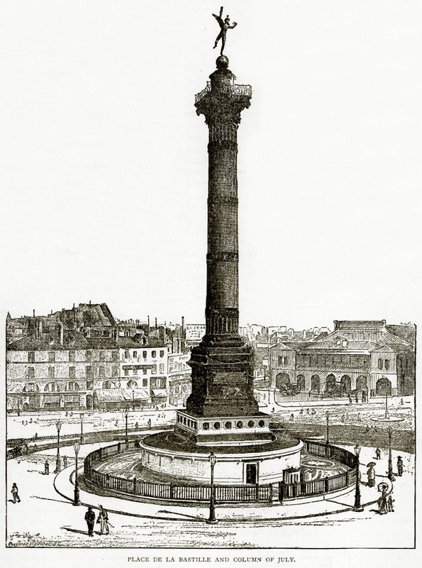 Place de la Bastille i Kolumna Lipca, ilustracja ze Starego i Nowego Paryża autorstwa H. Sutherlanda Edwardsa, 1893 autorstwa English School