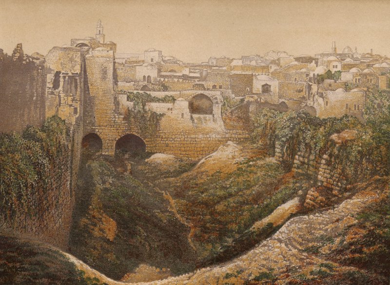 Miejsca wymienione w Biblii: Basen Bethesda (chromolitho) autorstwa English School