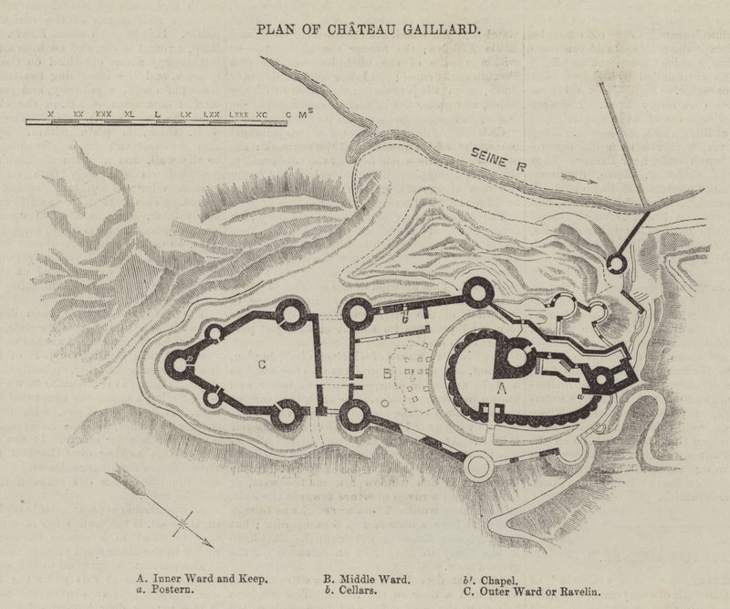 Plan zamku Gaillard (rycina) autorstwa English School