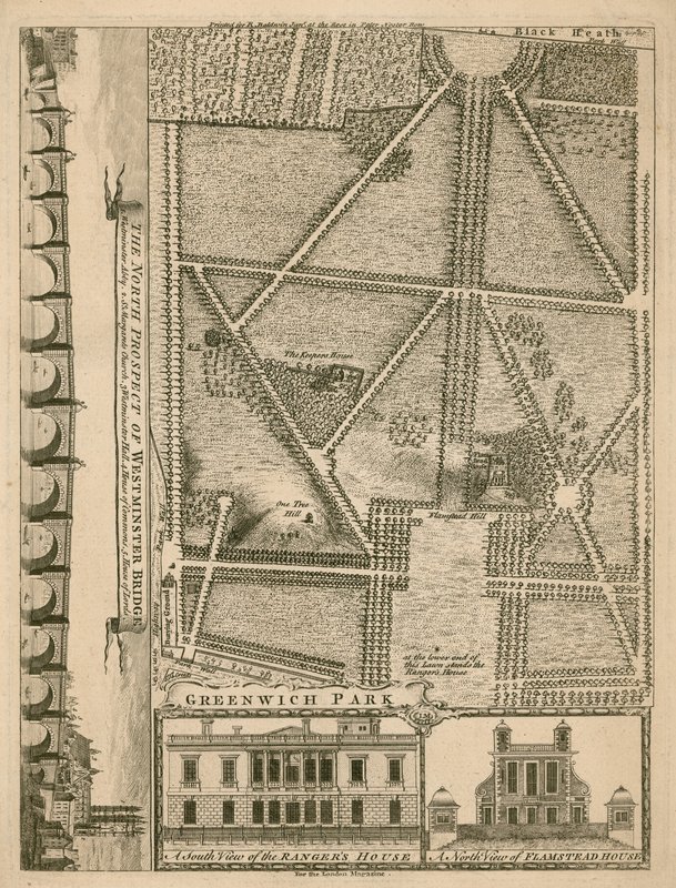 Plan Greenwich Park, Londyn autorstwa English School