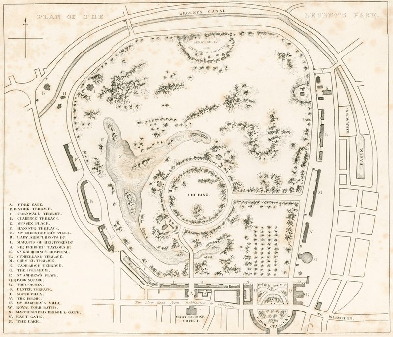 Plan Regents Park, Londyn autorstwa English School