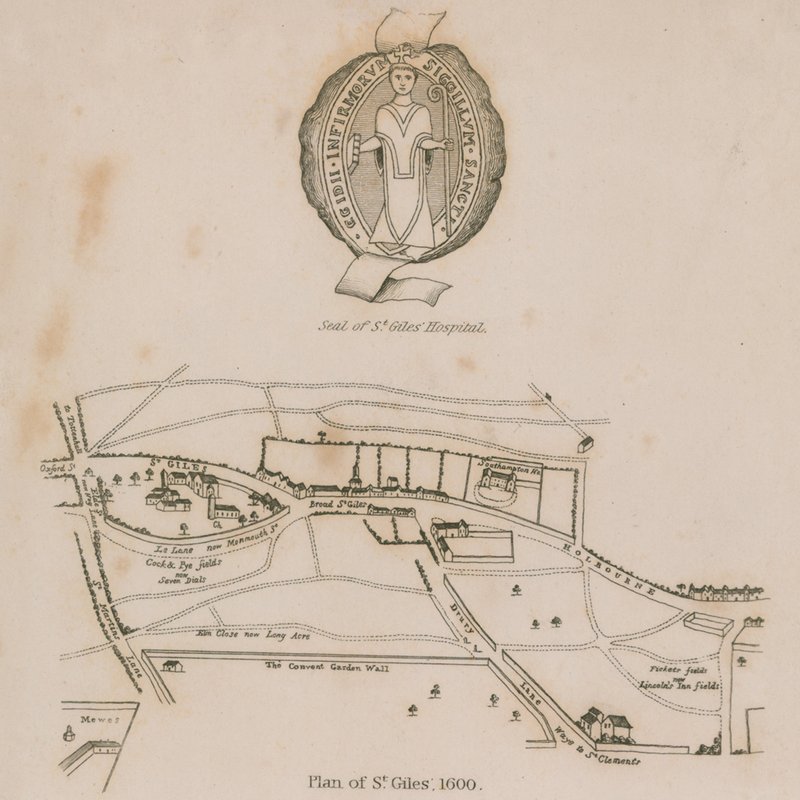 Plan St Giles in the Fields, Londyn, 1600 autorstwa English School