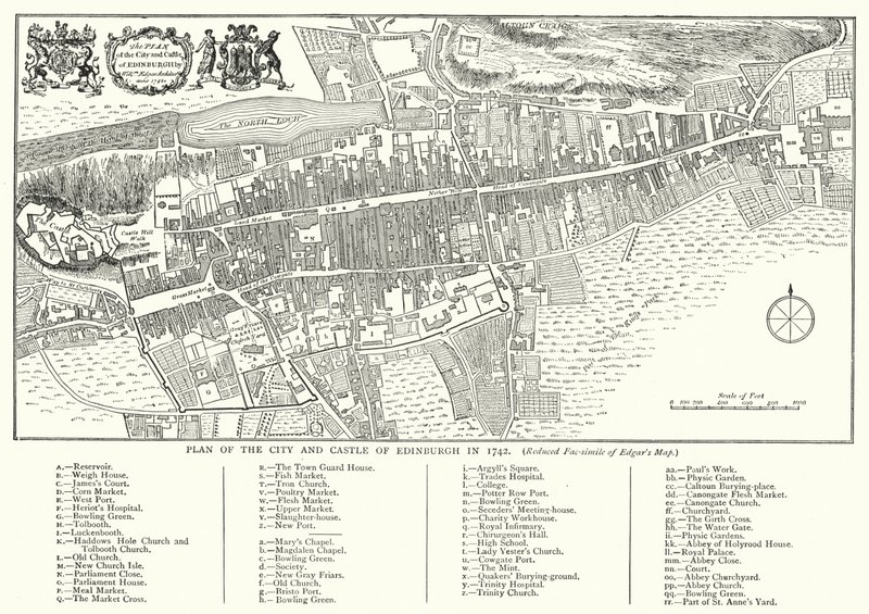 Plan miasta i zamku w Edynburgu z 1742 r. (rycina) autorstwa English School