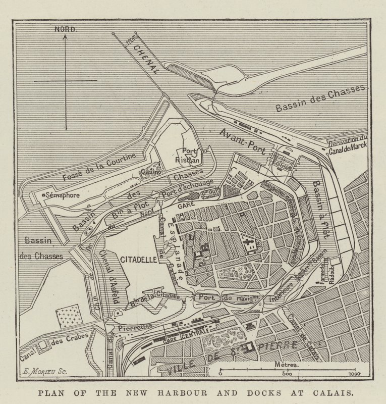 Plan nowego portu i doków w Calais (grawerowanie) autorstwa English School