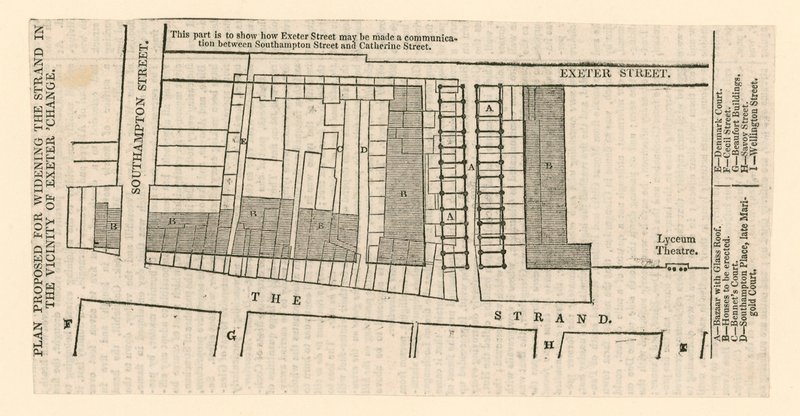 Proponowany plan poszerzenia The Strand w pobliżu Exeter Change autorstwa English School