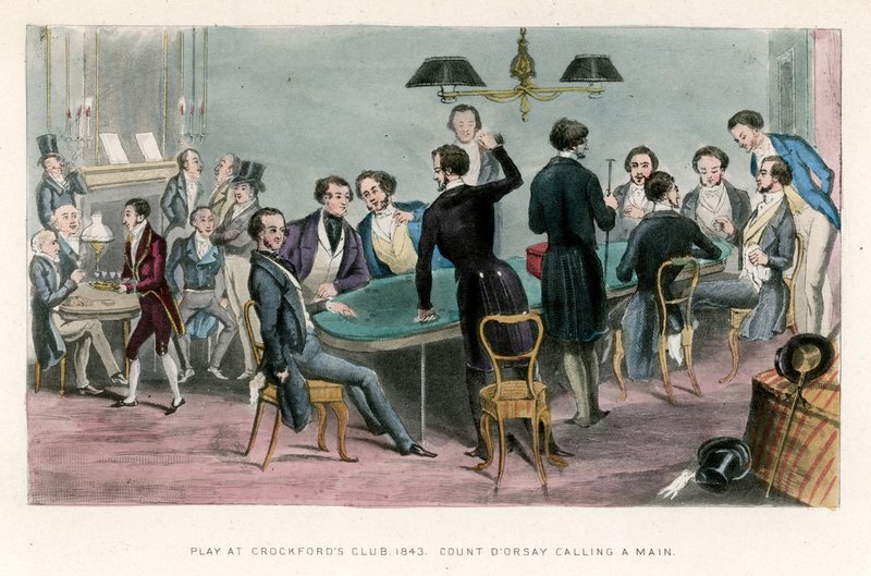 Zagraj w Crockfords Club, 1843; Hrabia DOrsey dzwoni do głównego autorstwa English School