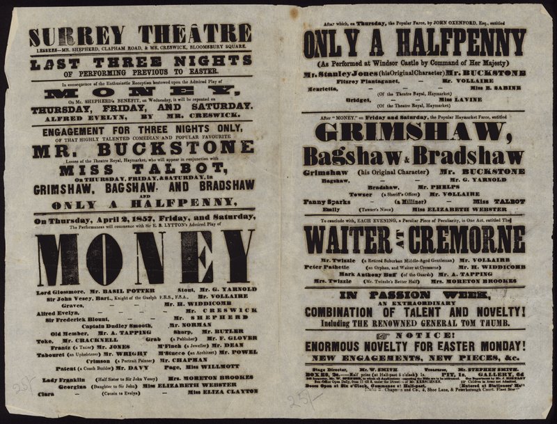 Playbill wydany przez Surrey Theatre autorstwa English School